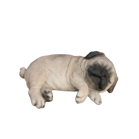 Pug Dreamland: Cozy Brown Polyresin Sleeping Pug Figurine