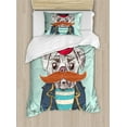 thumbnail image 1 of Pug Duvet Cover Set, Captain Dog with Hat Mustache Jacket and Shirt Animal Funny Image, Decorative 2 Piece Bedding Set with 1 Pillow Shams, Twin Size, Pale Blue Navy Blue, by Ambesonne, 1 of 3