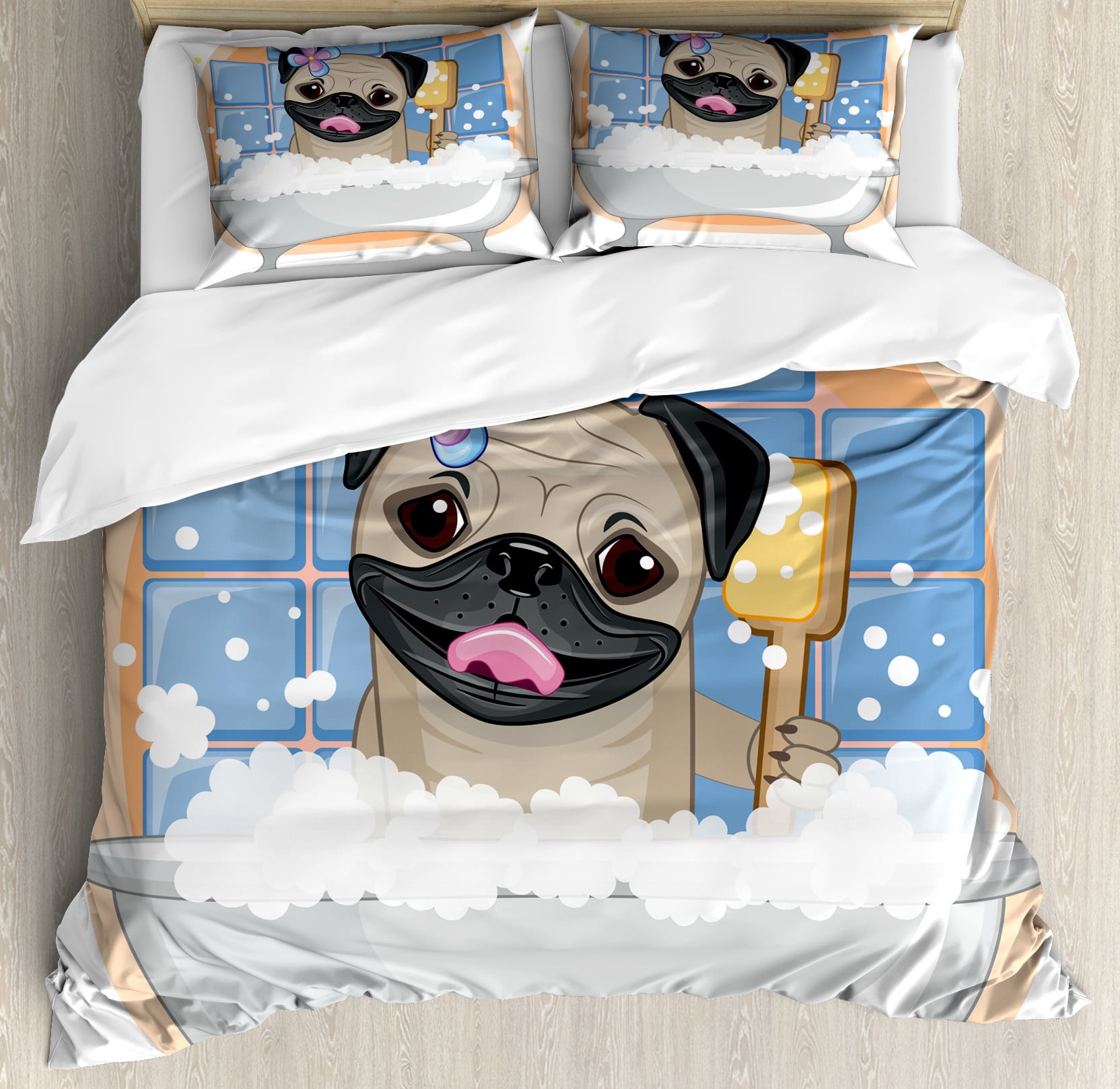 Charming Pug 3-Piece Quilted Bedding Set NCU0VL361 main image 1