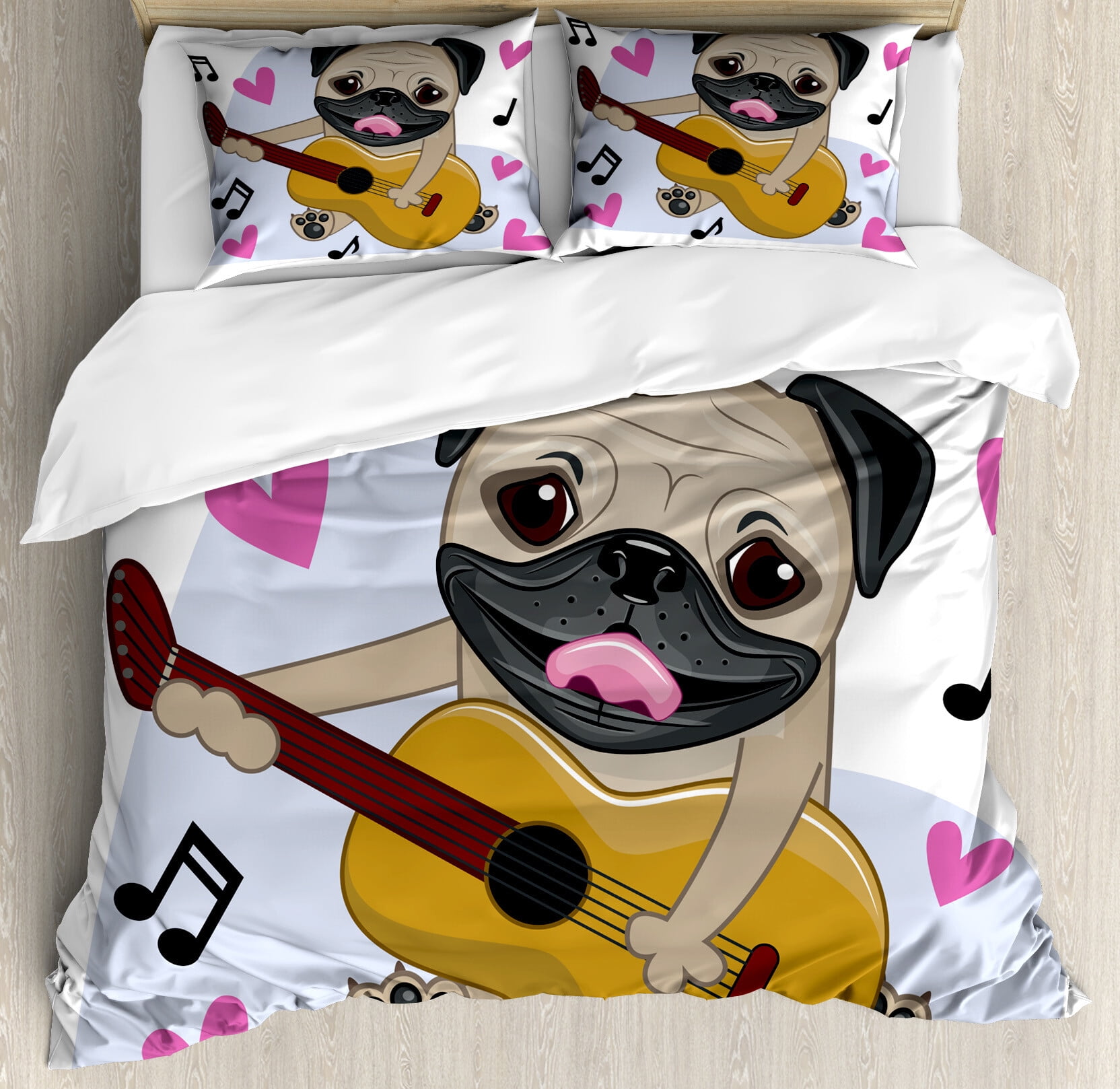 Pug Cartoon Heart Blanket