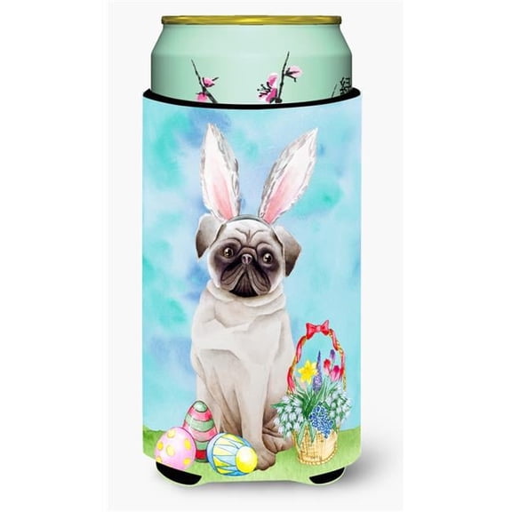 Pug Easter Bunny Tall Boy Beverage Insulator Hugger