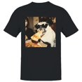 thumbnail image 1 of Pug Eating Pizza Men's Black T-shirt, 1 of 3