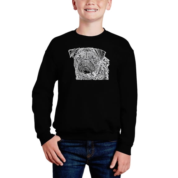 Pug Face - Boy's Word Art Crewneck Sweatshirt