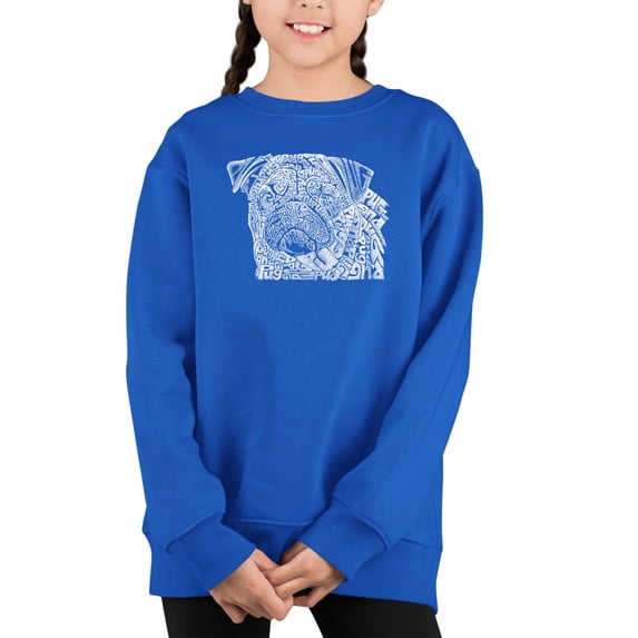 Pug Face - Girl's Word Art Crewneck Sweatshirt