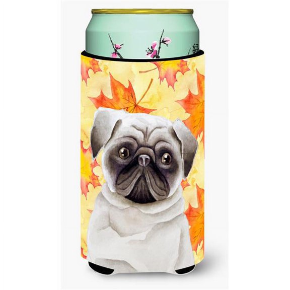 Pug Fall Tall Boy Beverage Insulator Hugger