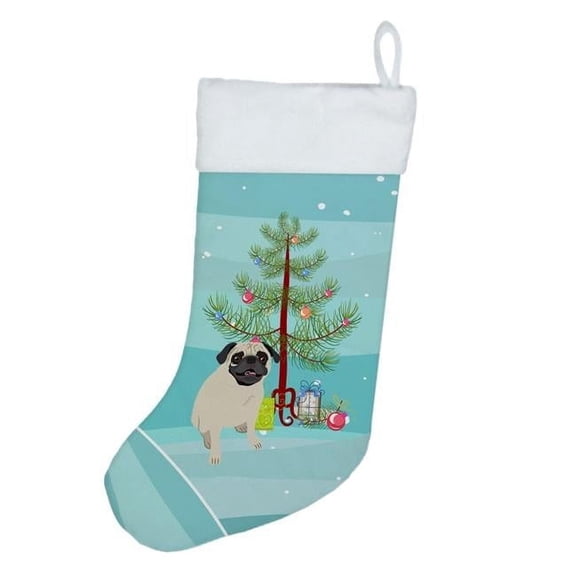 Pug Fawn #2 Christmas Christmas Stocking 13.5 in x 18 in