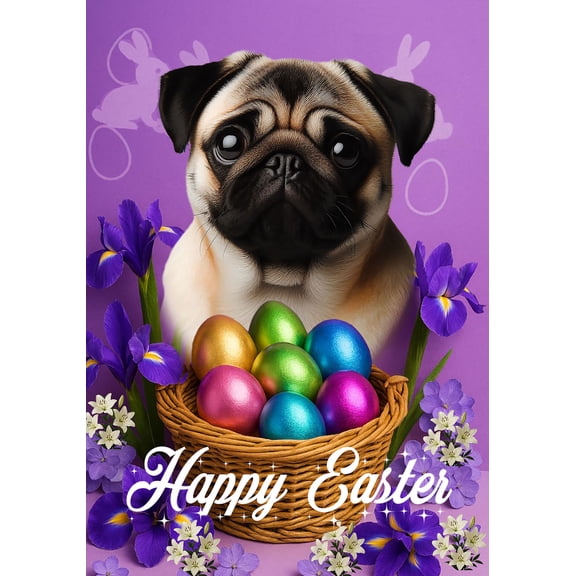 Pug Fawn - Best of Breed Easter Holiday Outdoor Garden Flag 12" x 17" Mailbox Flag Dog Flag