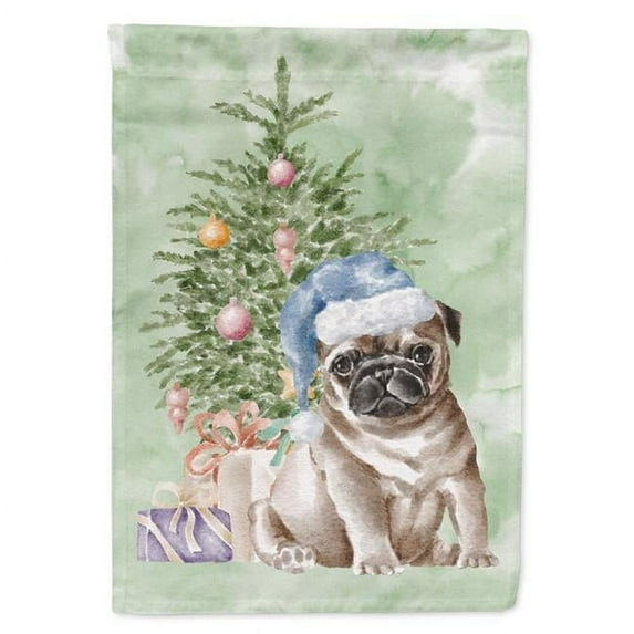 Christmas Fawn Pug Puppy Flag Garden Size