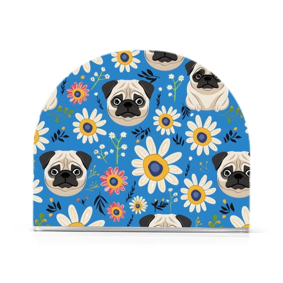 Pug Flowers Pattern Napkin Holder Acrylic Napkin Dispenser Clear Modern Tabletop for Kitchen Counter