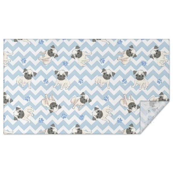Pug and Footprints Rectangle Tablecloth 60"x102",Waterproof Polyester Rectangle Table Cloth, Wipeable Spillproof Polyester Tablecloth for Dining, Camping, Indoor and Outdoor