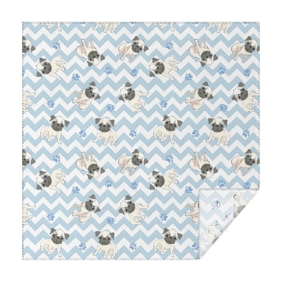 Pug and Footprints Square Tablecloth,Waterproof Square Table Cover,Wipeable Spillproof Washable Table Cover for Home Kitchen Party Decor 42"X42"(107x107cm)