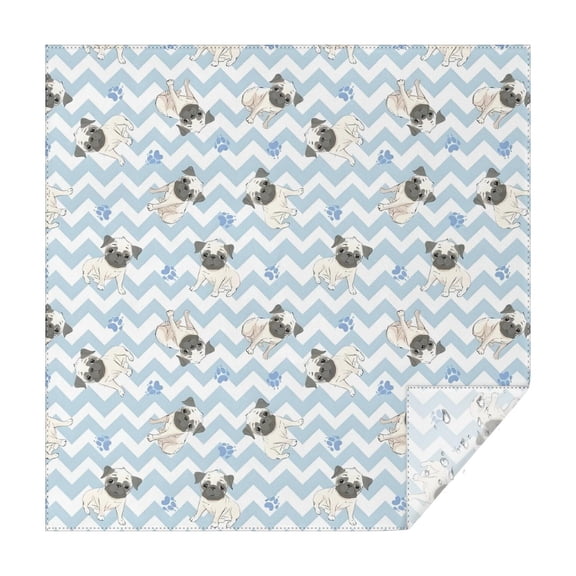 Pug and Footprints Square Tablecloth,Waterproof Square Table Cover,Wipeable Spillproof Washable Table Cover for Home Kitchen Party Decor 42"X42"(107x107cm)