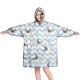thumbnail image 1 of Pug and Footprints Wearable Oversized Blanket,Wearable Blanket Hoodie for Adults,Cozy Hooded Blankets with Super Pockets,Super Warm Fuzzy Pullover for Women & Men, 1 of 6