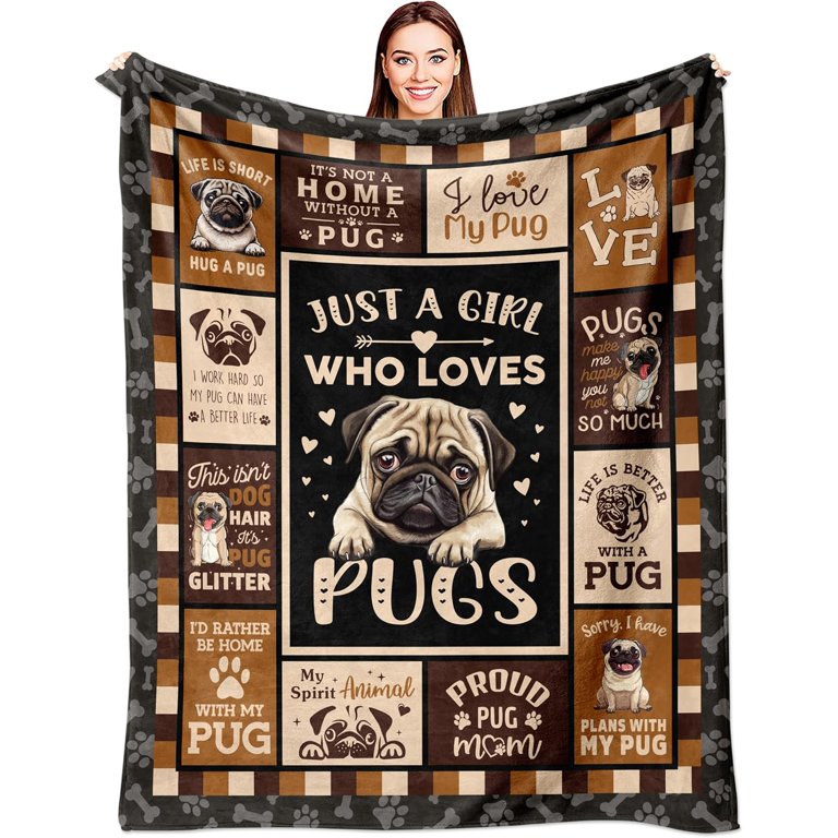 Pug Gifts Blanket 60" X 50" Pug Gifts for Pug Lovers Pugs