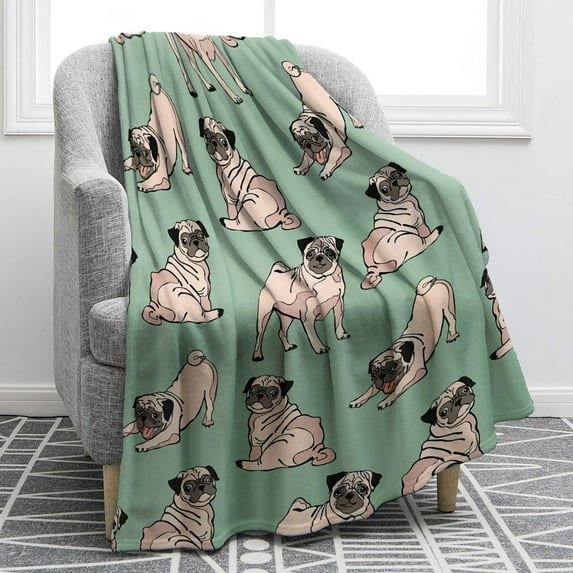 Pug Gifts for Pug Lovers, Pug Dog Blanket for Adults Kids, Birthday Valentine''s Day Pug Gifts for Women Men, Dog Mom Gifts Decor for Sofa Chair Bed Travelling Camping
