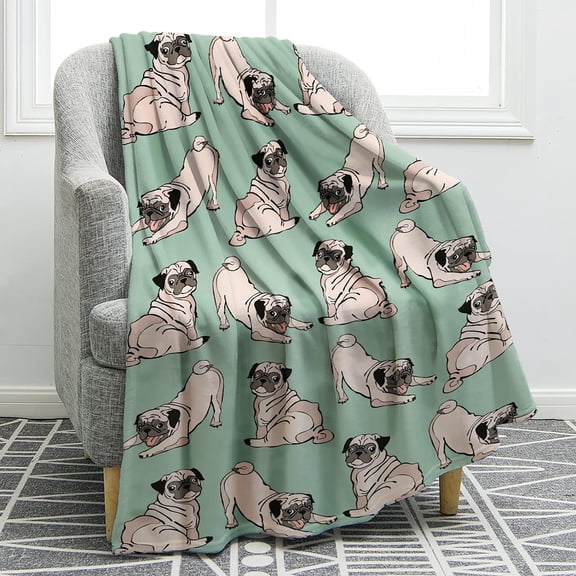 Pug Gifts for Pug Lovers, Pug Dog Blanket for Adults Kids, Birthday Valentine''s Day Pug Gifts for Women Men, Dog Mom Gifts Decor for Sofa Chair Bed Travelling Camping