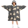 thumbnail image 1 of Pug Gray Pattern Lamb Fleece Blanket Hoodies for Teens ,Teens Oversize Sherpa Wearable Hooded Blanket Sweatshirt with Super Pockets, 1 of 4