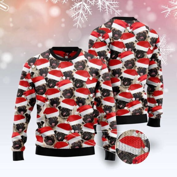 Pug Group Awesome 3D Christmas Sweater, Dog 3D Christmas Sweater, 3D Dog Sweaters