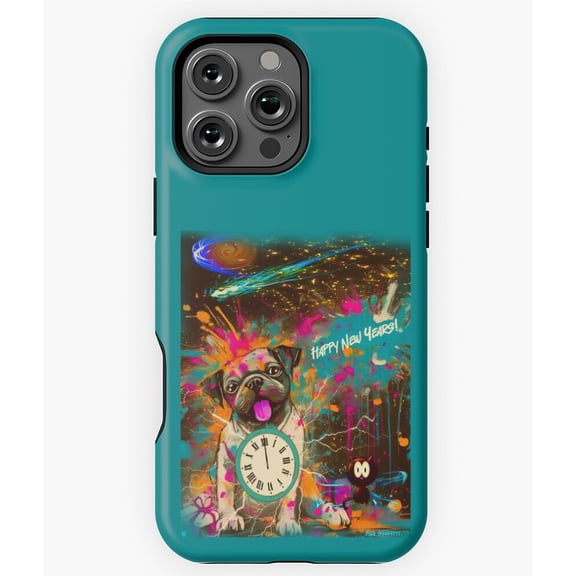 Pug HAPPY HOLIDAYS New Years Day Phone Case for iPhone 16 15 14 13 12 11 Pro Max