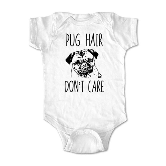 Pug Hair don't care - wallsparks cute & funny Brand - baby one piece bodysuit - Great baby shower gift!