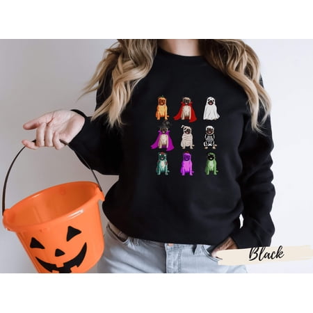 Pug Halloween Sweatshirt, Pug Costume Sweatshirt,Pug, Pug Sweatshirt, Halloween Spooky Costume, Halloween Dog Shirt, Pug Dog Pumpkin Shirt