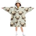 thumbnail image 1 of Pug Head Beige Pattern Lamb Fleece Blanket Hoodies for Teens ,Teens Oversize Sherpa Wearable Hooded Blanket Sweatshirt with Super Pockets, 1 of 6