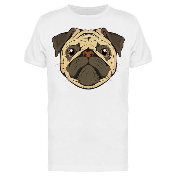 Pug Head Dog Drawing T-Shirt Men -Image by Shutterstock, Male Medium