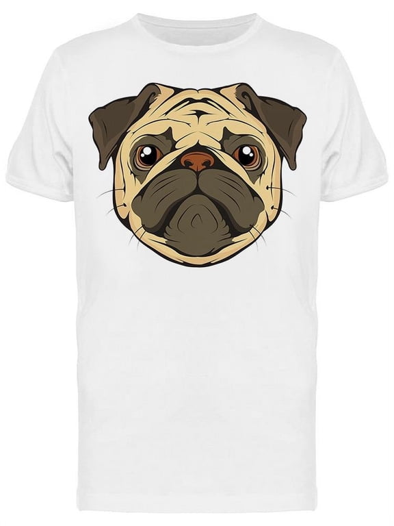 Pug Head Dog Drawing T-Shirt Men -Image by Shutterstock, Male Medium