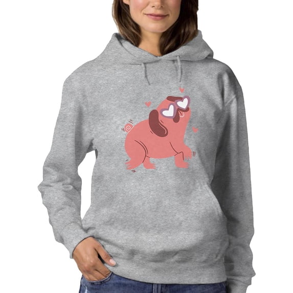 Pug Heart Eyes Hoodie Women -Smartprints Designs, Female XX-Large