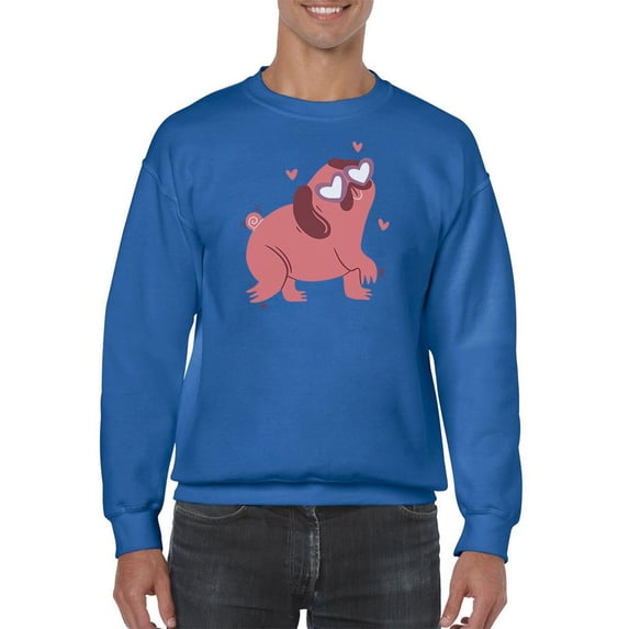 Pug Heart Eyes Sweatshirt Men -Smartprints Designs, Male Medium