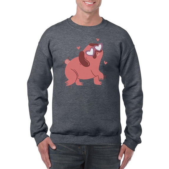 Pug Heart Eyes Sweatshirt Men -Smartprints Designs, Male Medium
