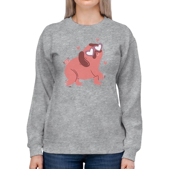 Pug Heart Eyes Sweatshirt Women -Smartprints Designs, Female x-Large
