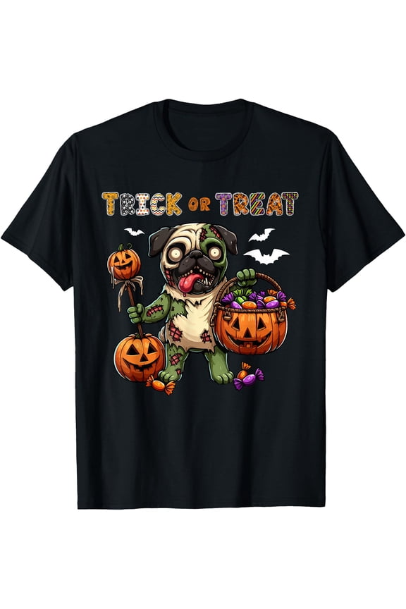 Pug Horror Zombie Candies Unisex S-5XL T-Shirt, Unisex T-Shirt
