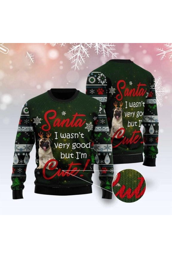 Pug I’M Cute 3D Christmas Sweater, Dog 3D Christmas Sweater, 3D Dog Sweaters