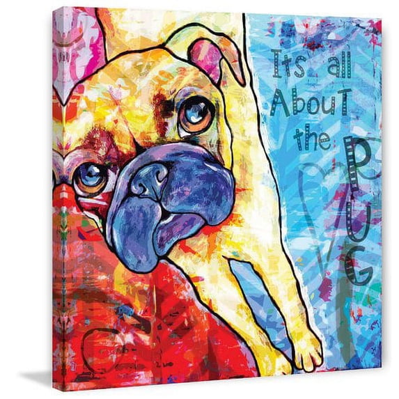 "Pug II Pop Art" Painting Print on Wrapped Canvas