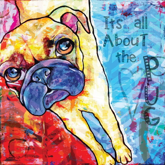 "Pug II Pop Art" Painting Print on Wrapped Canvas