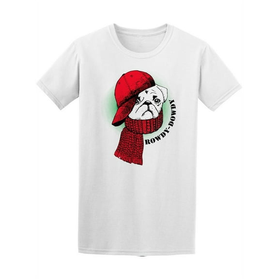 Pug In Blue Hat Dog Rowdy Dowdy T-Shirt Men -Image by Shutterstock, Male 3X-Large