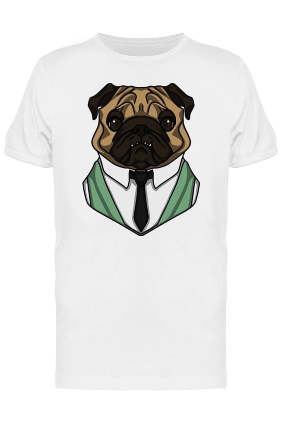 Pug In Green Vest T-Shirt Men -Image by Shutterstock, Male 4X-Large