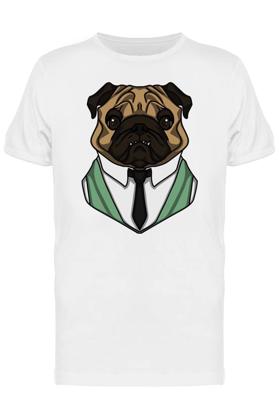 Pug In Green Vest T-Shirt Men -Image by Shutterstock, Male Large