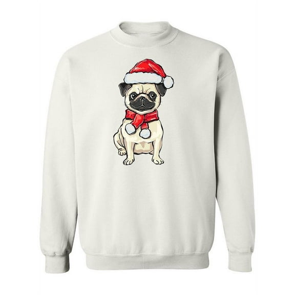 Pug In Santa Hat. Sweatshirt Women -Image by Shutterstock, Female 5X-Large