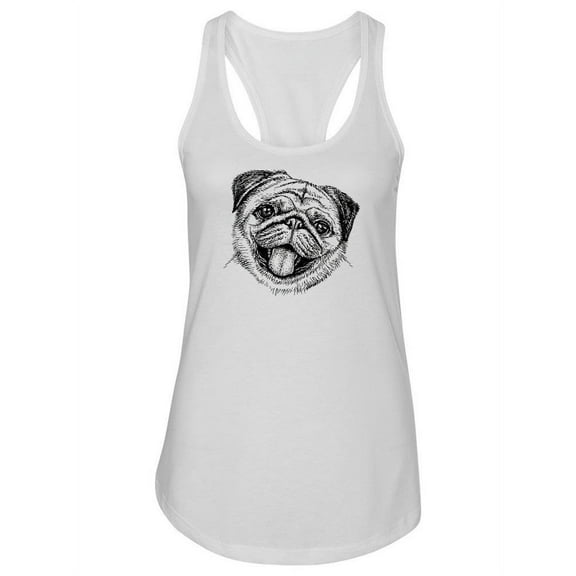 Pug In Sketch Style Tank Women -Image by Shutterstock, Female x-Small