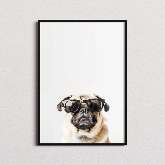 Pug In Sunglasses Print, Pug Print, Pug Poster, Funny Pug Print, Pug Art, Funny Dog Print, Funny Dog Art, Funny Pug Poster, Pug Photo, Poster Only