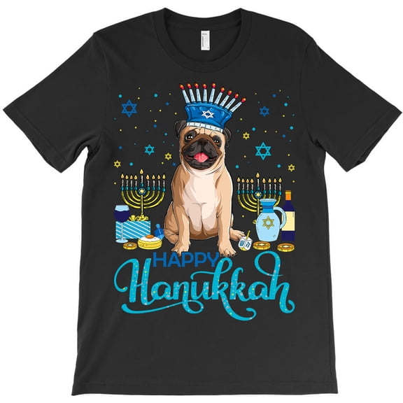 Pug Jewish Pug Dog Menorah Hat Chanukah Hanukkah Jewish Xmas Pug Themed - Durable Stitching G33940 Unisex T-Shirt, Up to Size 5XL