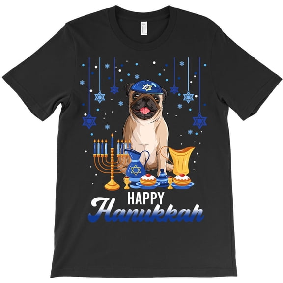Pug Jewish Pug Dog Menorah Hat Chanukah Hanukkah Jewish Xmas Pug Themed - Everyday Gift G33952 Unisex T-Shirt, Up to Size 5XL
