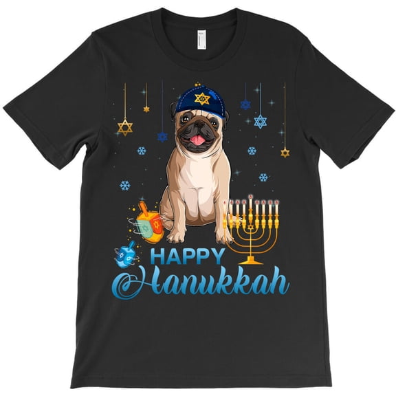 Pug Jewish Pug Dog Menorah Hat Chanukah Hanukkah Jewish Xmas Pug Themed - Funny Gift for Him G33950 Unisex T-Shirt, Up to Size 5XL