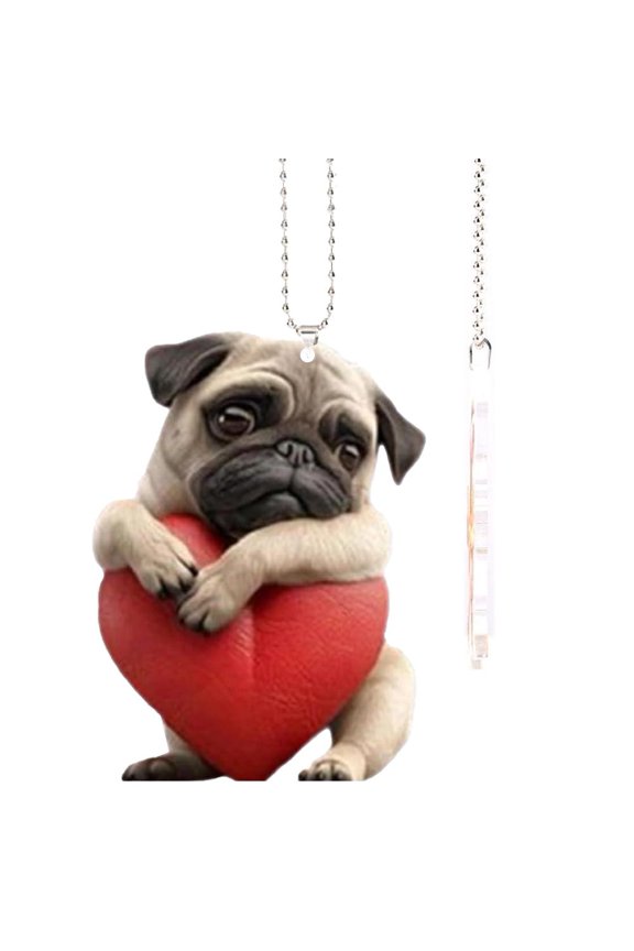 Pug Keychains, Lucky Piggy Car Ornament, Pug Acrylic Car Pendant for Home Backpack Holiday Decor, Car Mirror Ornament