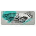 thumbnail image 1 of Pug Kitchen Mat, Hand Drawn Head of a Dog Blue Splashed Backdrop 2 Different Halves of a Whole, Plush Decorative Kitchen Mat with Non Slip Backing, 47" X 19", Blue Black White, by Ambesonne, 1 of 1