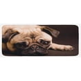thumbnail image 1 of Pug Kitchen Mat, Photograph of a Pet Its Little Paws Pure Bred Dog Image Animal Fun, Plush Decorative Kitchen Mat with Non Slip Backing, 47" X 19", Pale Brown, 1 of 1