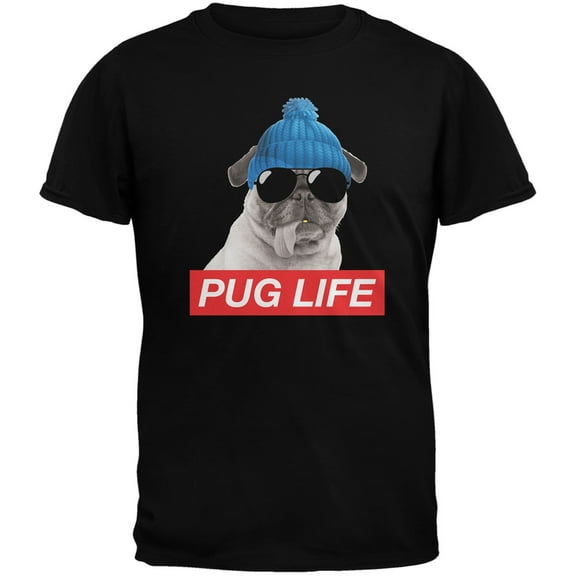 Pug Life Adult Black T-Shirt - Large