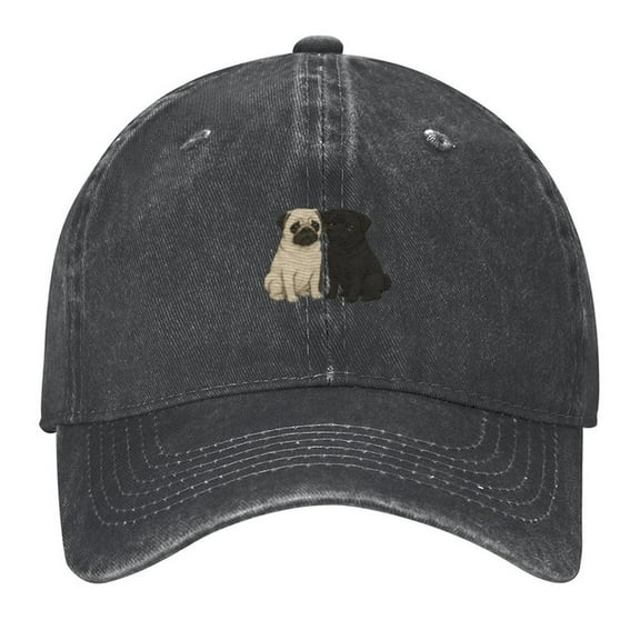 Pug Love Print Vintage Wash Dad Hat Adjustable Curved Brim Baseball Cap,Made In USA,Casual Outdoor Sports Fishing Cap for Men and Women